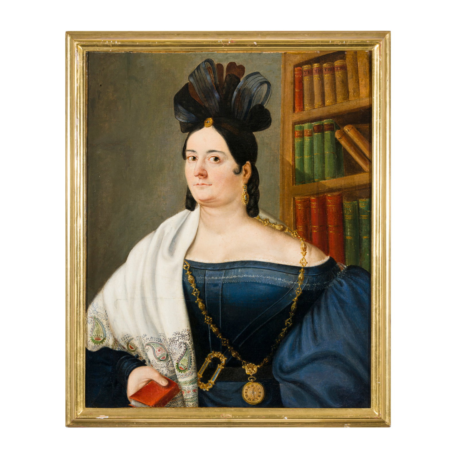 Scuola italiana del XVIII/XIX secolo: Scuola italiana del XVIII/XIX secolo Ritratto di nobildonna Olio su tela 71,5 x 57,5 cm Italian school of the 18th/19th century Portrait of a Noblewoman Oil on canvas 71,5 × 57,5 cm