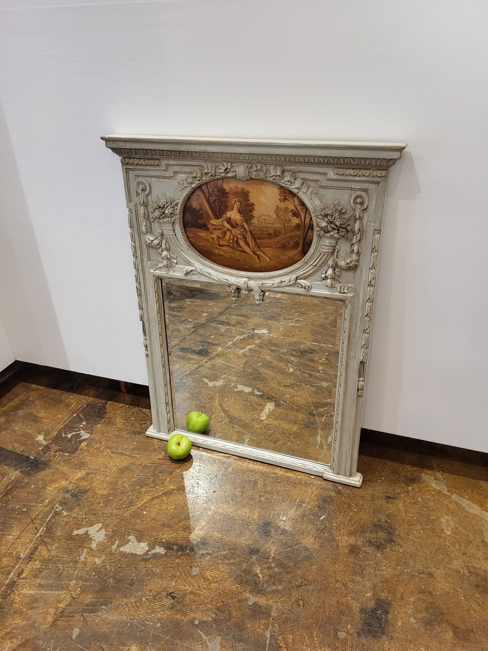 Painted & Carved Trumeau mirror 18th century French style (1 of 5)
