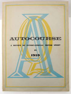 1959 Autocourse Annual: Sensational example of the first Autocourse annual ever produced. Seldom seen, profusely illustrated & very good condition throughout, save for a slight fold to the bottom right corner.