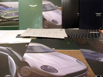 Assorted Jaguar & Aston Martin Sales Brochures: Approximately 40 brochures, all dating from the 1980's to present day. Includes Aston Martin DBS, DB7 & Jaguar XK8, X-type, S-type & XJ series. All in good condition. Together with a large size '20th