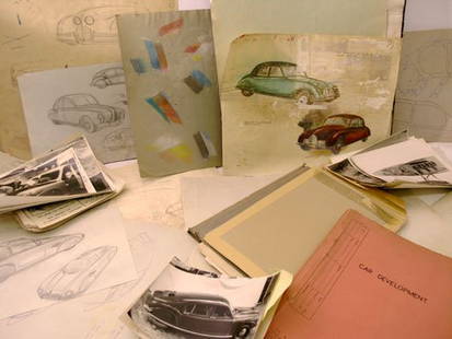 'Fedden Motorcar' Archive: A sensational collection of paperwork from the Gordon Wilkins archive on the 'Fedden' motorcar. Includes a large quantity of original design & development drawings, type written sheets & photographs.