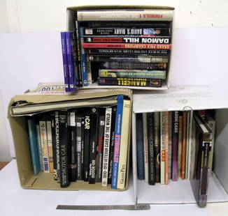 Motoring Books: Approximately 50 titles, to include general motoring reference books, biographies & some marque specific literature. Varied condition with some dust jackets. (Qty)