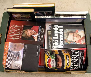 Motor Racing Biographies: To include literature covering the lives of Hunt, Senna, Lauda, Fangio & many others. 21 titles in all, varied condition with some dust jackets. (Qty)