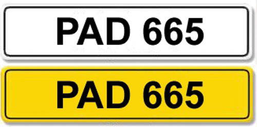 Registration Number PAD 665: Cherished number plate PAD 665 with retention certicate.