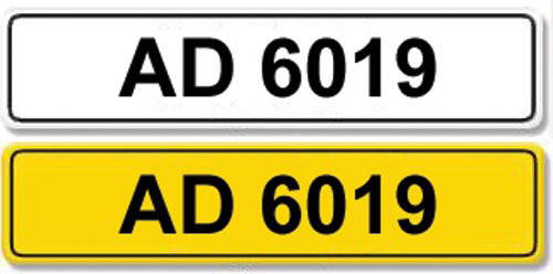 Registration Number AD 6019: Cherished number plate AD 6019 with retention certicate.