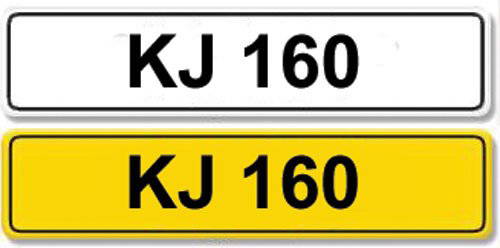 Registration Number KJ 160: Cherished number plate KJ 160 with retention certicate.