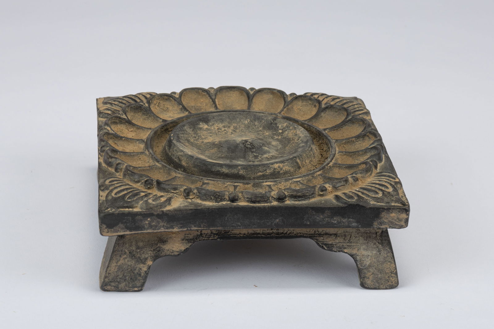 Han Dynasty Black Pottery Four Square Lotus Inkstone (1 of 5)