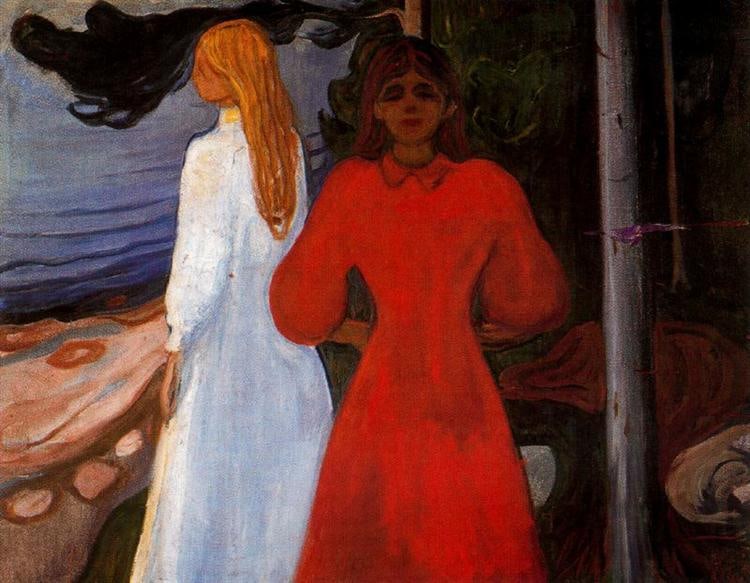 Red and White 1899: Edvard Munch 1863-1944.Oil on canvas.93.5 x 129.5 cm.Superb condition with only minor old wear.Provenance : Mr.Jordi, Northern Virginia.