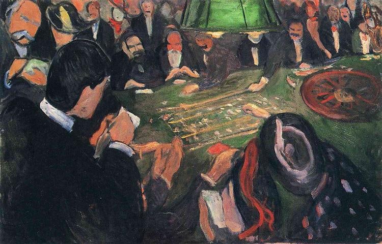 By the Roulette 1892: Edvard Munch 1863-1944.Oil on canvas.74.5 x 115.5 cm.Superb condition with only minor old wear.Provenance : Mr.Jordi, Northern Virginia.
