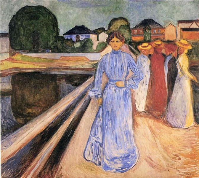 Women on the Bridge 1902: Edvard Munch 1863-1944.Oil on canvas.184 x 205 cm.Good condition, commensurate with age.Provenance : Mr.Jordi, Northern Virginia.