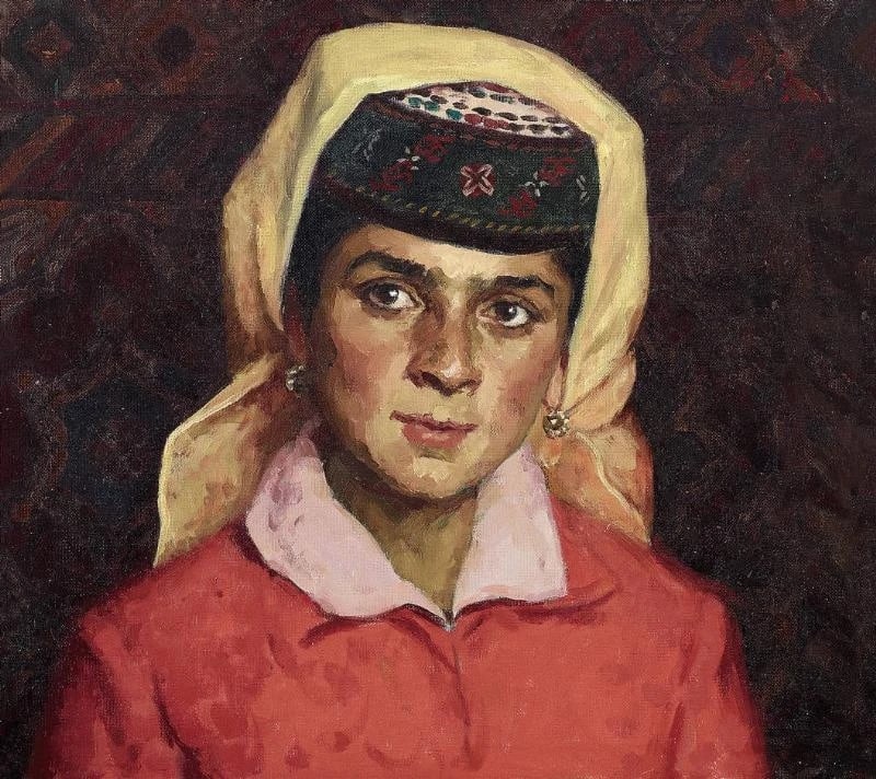 Tajik girl: Jin Shangyi 1934.Oil on canvas.39 by 44 cm.Superb condition with only minor old wear.Provenance :from a private collector in London.