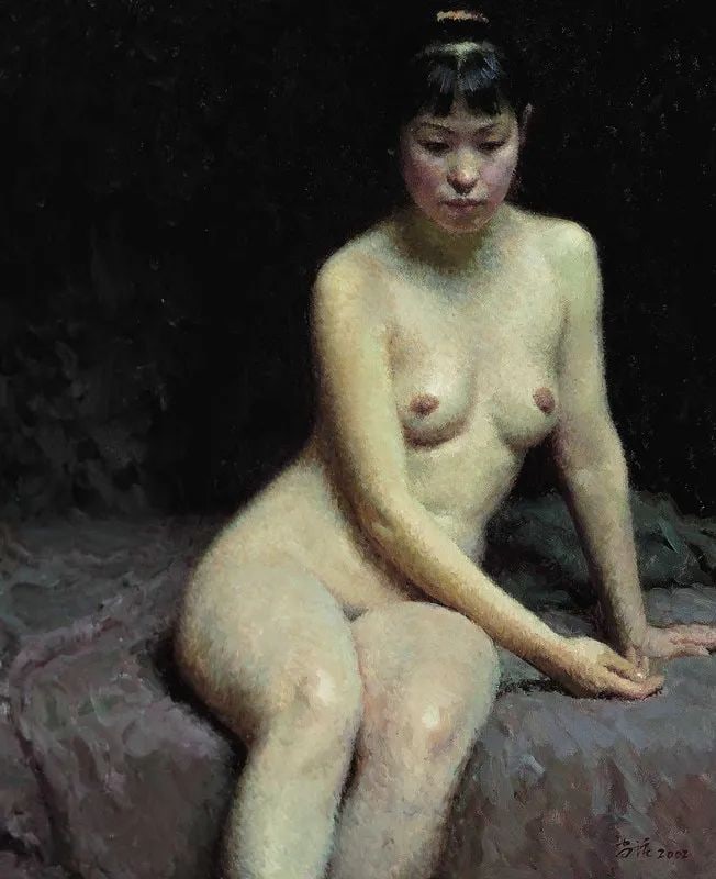 FEMALE NUDE IN MEDITATION 1951: Jin Shangyi 1934.Oil on canvas.60by50cm.Good condition with some wear, minor signs of weathering and erosion.Provenance :from a private collector in London.