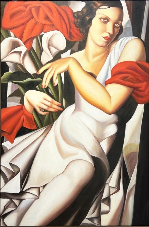 Portrait of Ira Perot: Tamara de Lempicka 1898-1980.Oil on canvas.92cm x 61cm.Good condition, commensurate with age. Provenance : from a private collector in London.