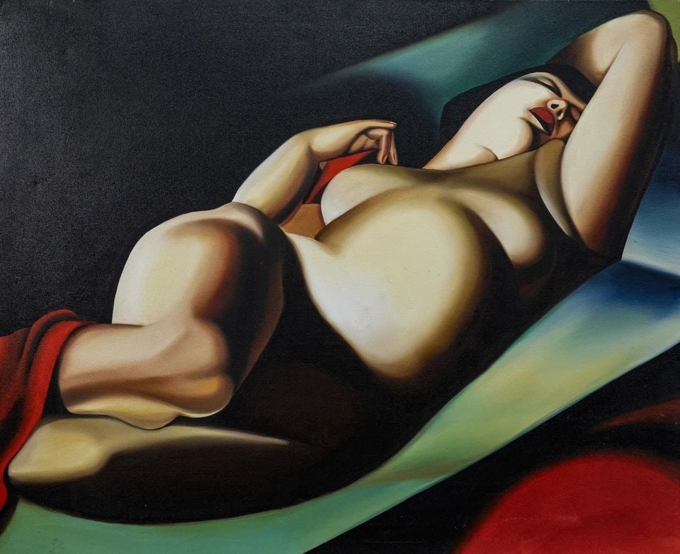 LA BELLE RAFAELO: Tamara de Lempicka 1898-1980.Oil on canvas.81cm x 99cm.Superb condition with only minor old wear.Provenance : from a private collector in London.