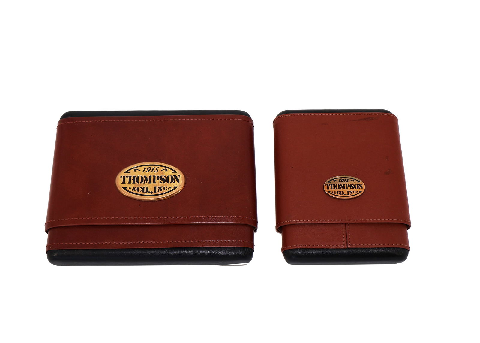 2pc 1915 Thompson & Co. Inc. Leather Cigar Case (1 of 3)