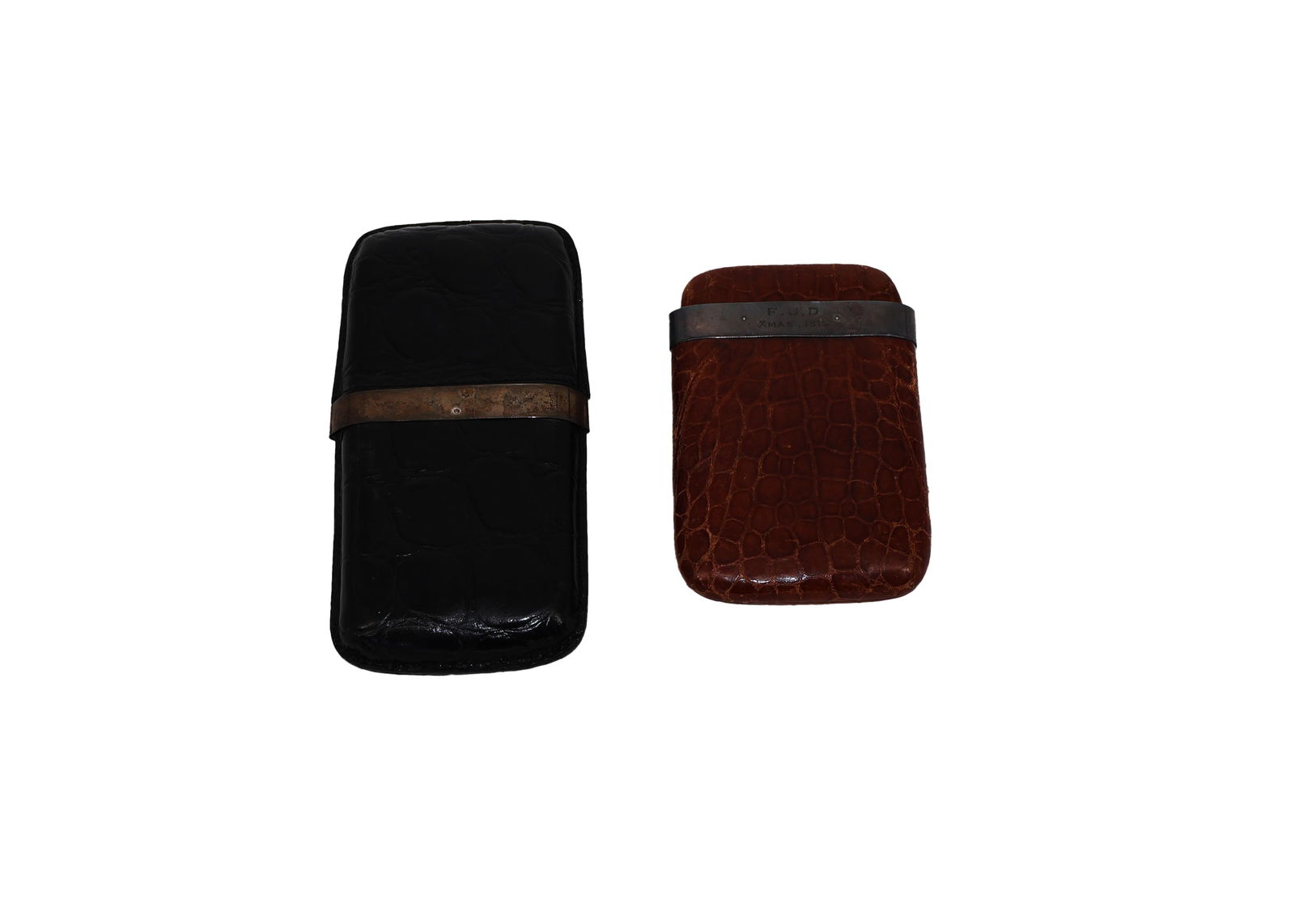 2pc Silver and Leather Cigar Holders (1 of 4)