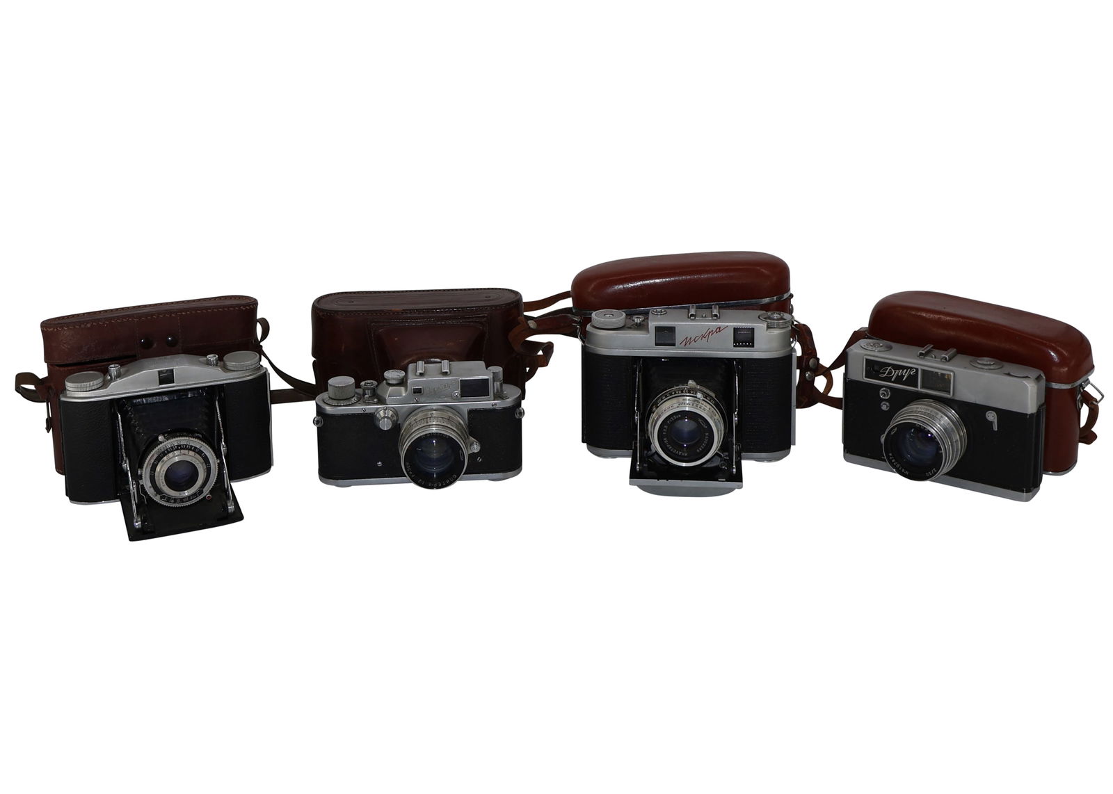 4pc Vintage Cameras With Leather Cases (1 of 5)