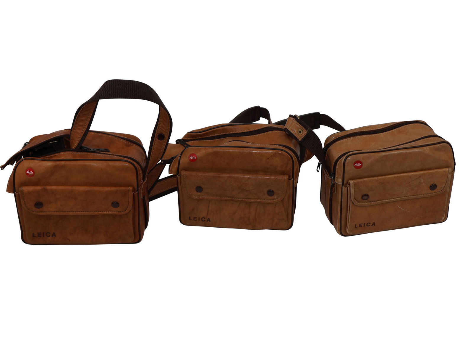 3pc Brown Leather Leica Camera Bags (1 of 2)