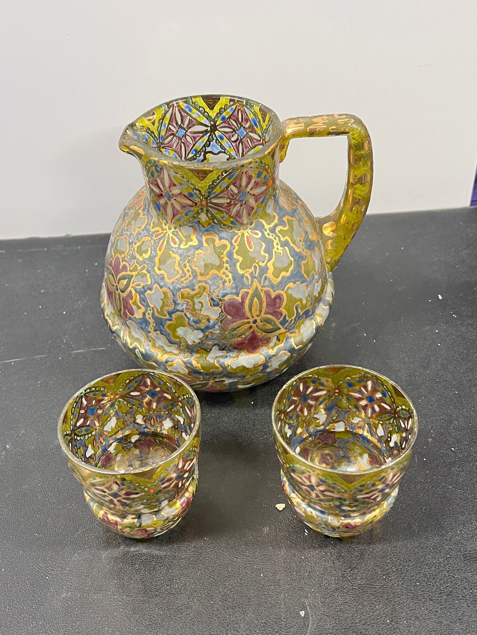 Riera Hand-Painted Glass Pitcher and Glass Set (1 of 2)