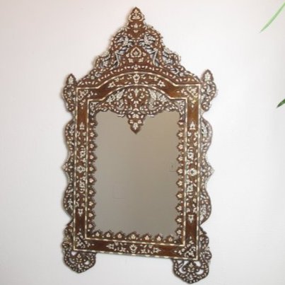 Syrian Middle eastern Mirror with mother of pearl on wood, (1 of 2)