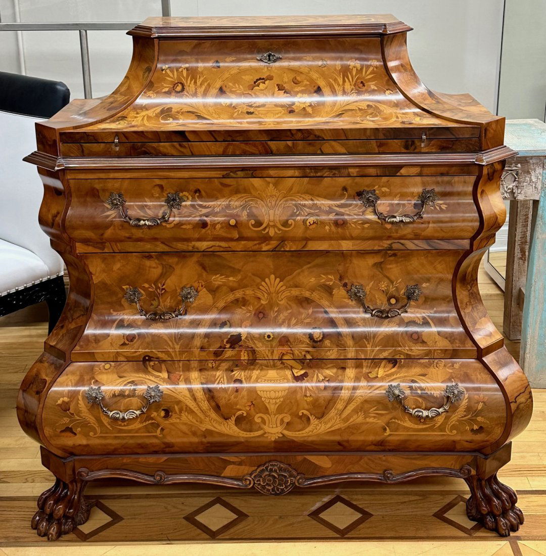 Marquetry Italian Bombe Secretary Desk (1 of 6)