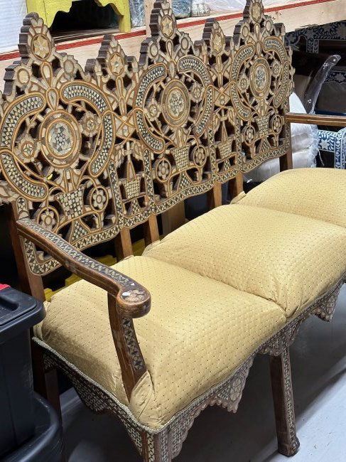 Syrian Middle Eastern Mother Of Pearl Sofa Three-Seater (1 of 6)