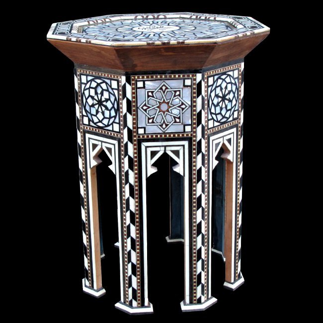 Middle Eastern Turkish  signature Mother of pearl side table (1 of 3)