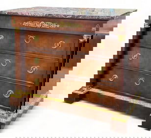 Baker Furniture Empire Style Chest of Drawers with MarbleTop