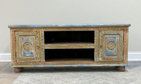 Rustic Hand-Painted Cabinet / Entertainment Center
