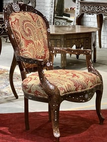 Syrian Chair with Hand carvings and Mother of Pearl Inlay