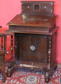 Syrian Hand-Carved Desk with Full Mother-of-Pearl Inlay