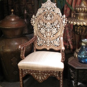 Syrian chair inlaid with mother of pearl