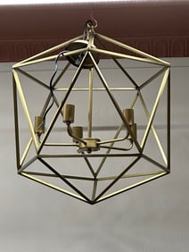 Five Lights Pendant Chandelier in Pale Gold