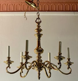 Golden six lights quality chandelier.