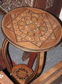 Middle eastern side table with mosaic marquetry inlay work