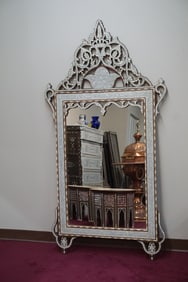 Syrian Mirror with mother of pearl inlay and camel bone on walnut.
