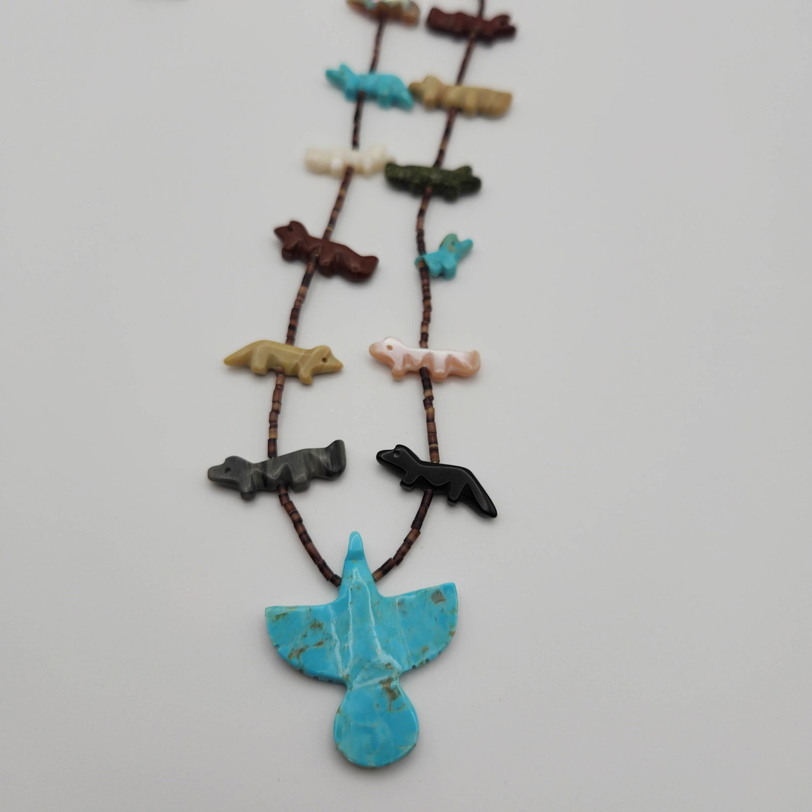 Zuni Fetish Carved Bird Heishi Necklace As-Is 32g (1 of 8)