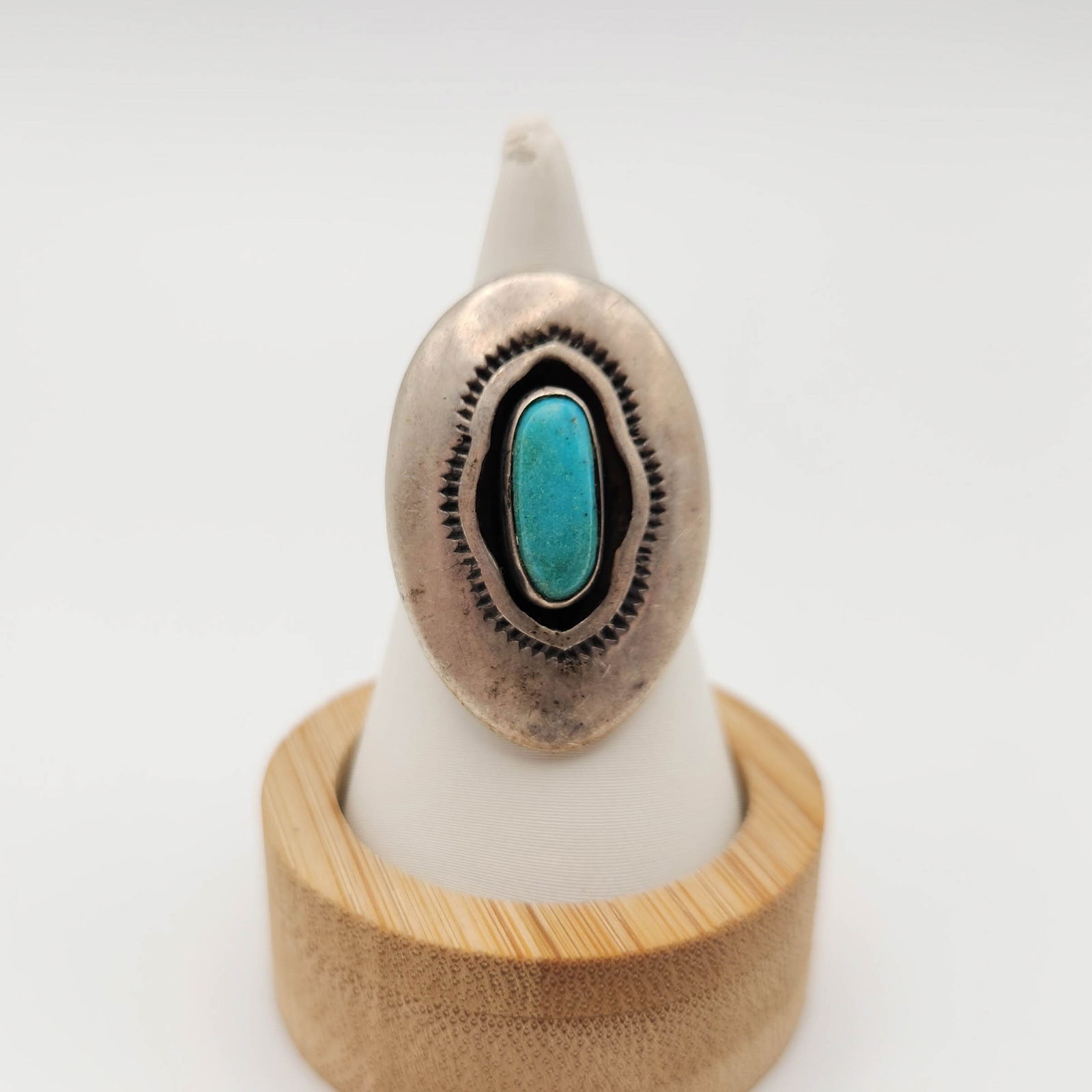 Sterling Navajo Turquoise Shadow Box Ring 9.4g (1 of 6)