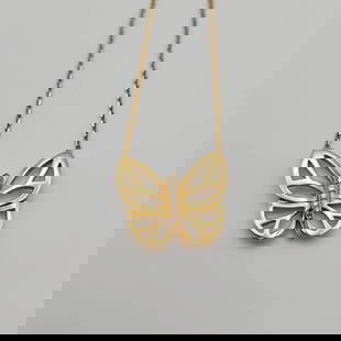 Van Cleef & Arpels 18k Diamond Butterfly 8.7g: Van Cleef & Arpels 18k Diamond Butterfly Necklace 8.7g