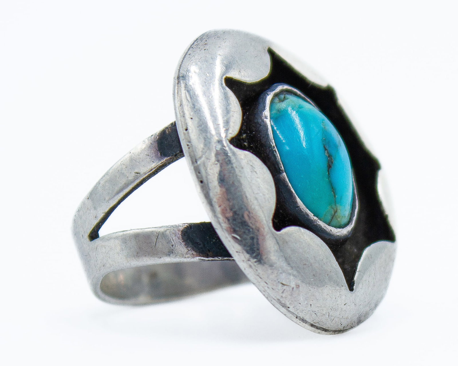 Sterling Native Navajo Shadow Box Turquoise Ring Size 6.5 (1 of 4)