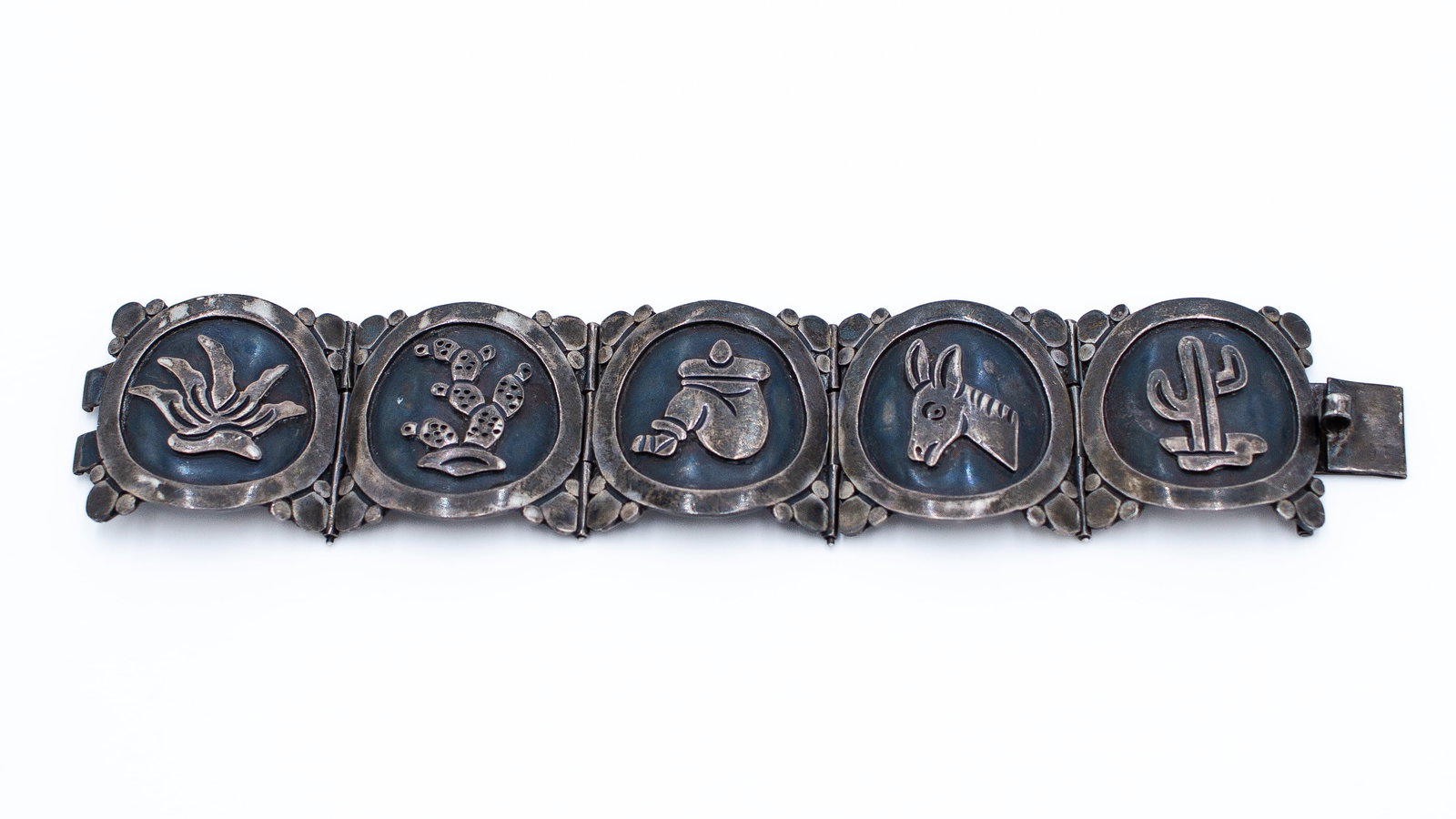 Sterling Taxco Signed “Maricela" Panel Bracelet (1 of 6)