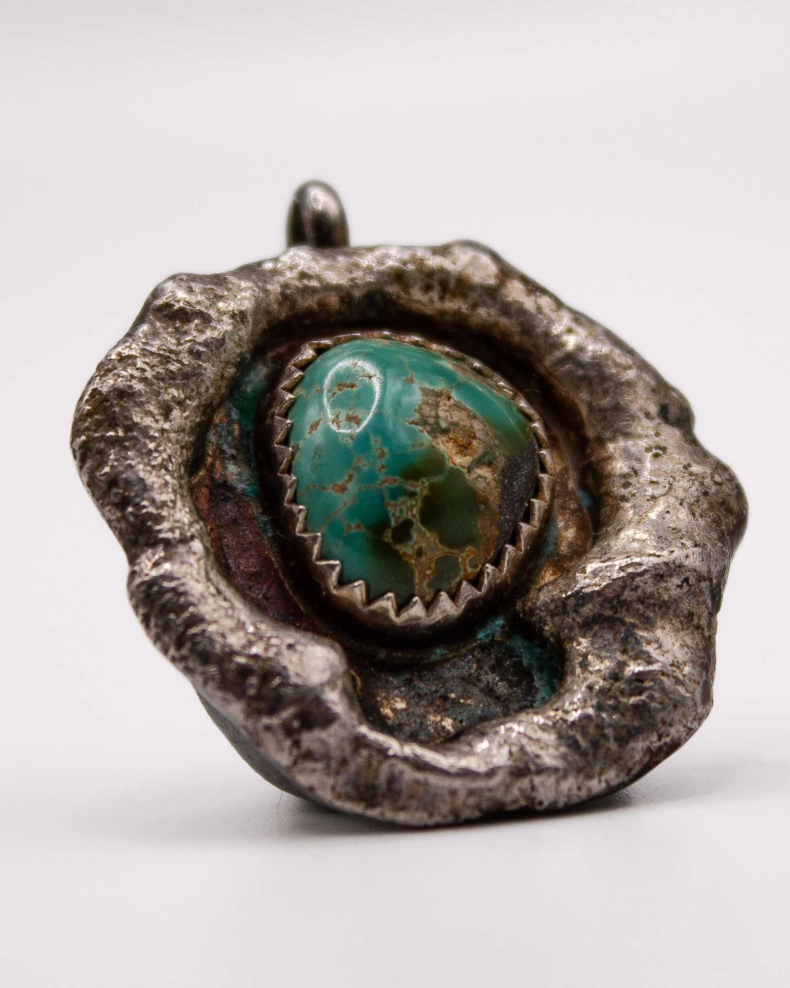 Sterling Silver Signed Navajo Turquoise Pendant (1 of 3)