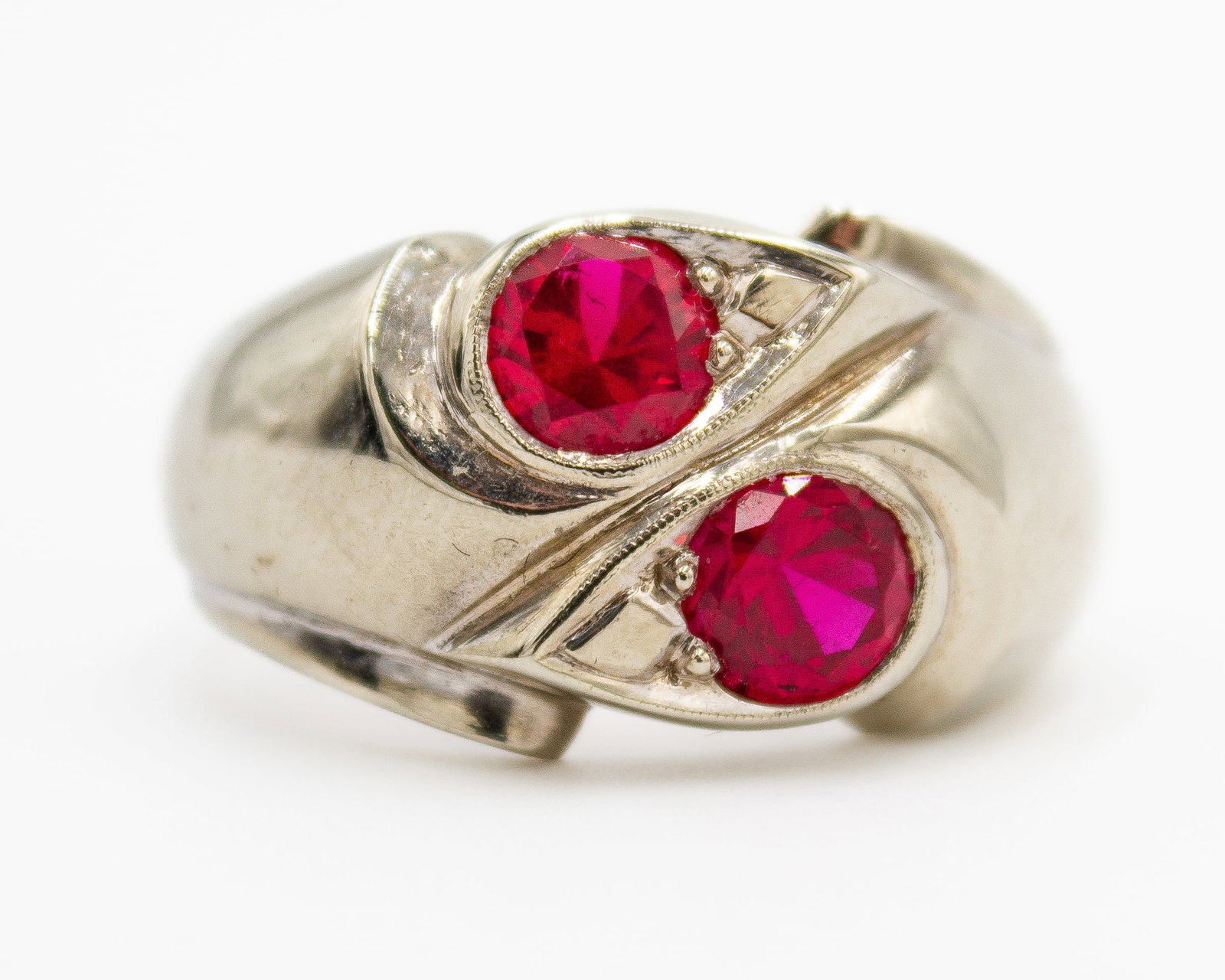 14K White Gold Lab Created Rubies Size 10 (1 of 3)