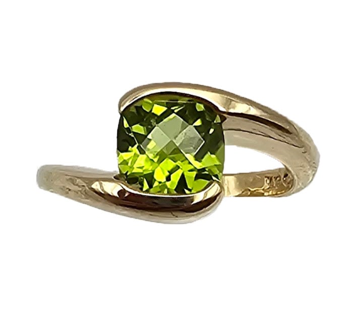 14k Gold 1.25 carat solitaire Tourmaline Cocktail Ring Size 6.25 (1 of 5)