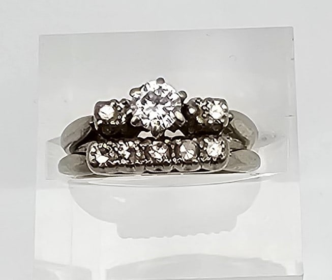 Diamond 14K White Gold Engagement Ring Size 4 4.5 G 0.55 TCW (1 of 5)