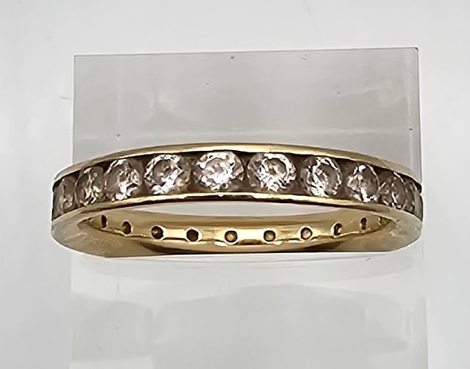 10K Gold Clear Stone Channel Cut Band Ring Size 9.25 3.5 G (1 of 3)