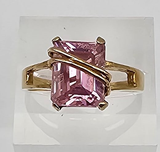 Signed Topaz 10K Gold Cocktail Ring Size 8.25 4.3 G (1 of 5)