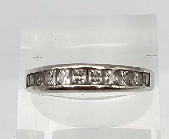 Cubic Zirconia Sterling Silver Channel Set Wedding Ring Size 7 3.3 G (1 of 5)