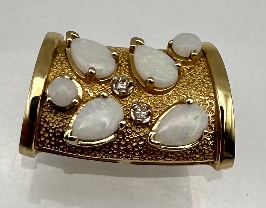 14K Gold Diamond Opal Slide Pendant 6 G (1 of 3)
