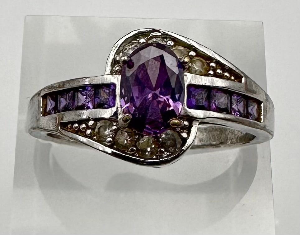 Amethyst 14K Gold Cocktail Ring Size 8.25 3.3 G (1 of 5)